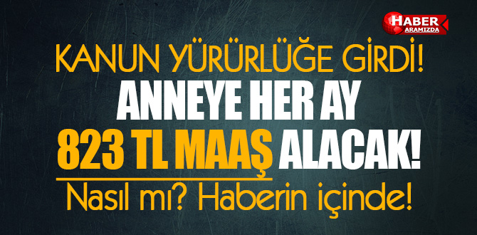 Kanun Yürürlüğe Girdi! Anneler Her Ay 823 TL Maaş Alacak!