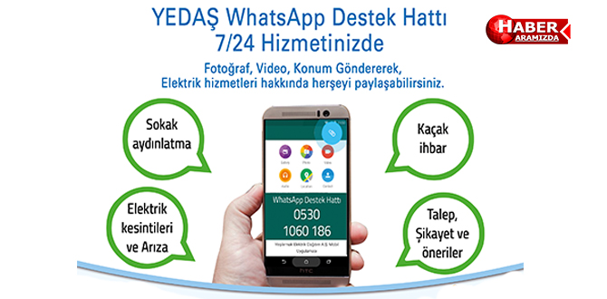 YEDAS WHATSAPP DESTEK HATTI 7/24 HİZMETİNİZDE