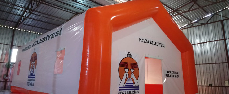 Havza Belediyesinde Şişme Çadır Hizmet Girdi