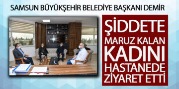 Başkan Demir, şiddete maruz kalan kadını ziyaret etti