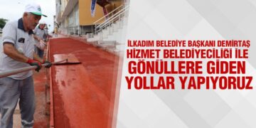 İlkadım Fen İşleri Ekipleri Renkli Kaldırım Çalışmaları İle İlçeyi Renklendiriyor