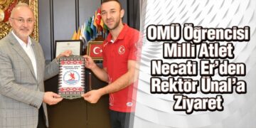 OMÜ Öğrencisi Milli Atlet Necati Er’den Rektör Ünal’a Ziyaret