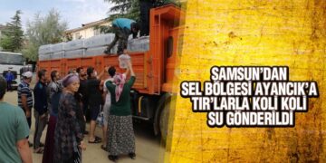 Samsun’dan sel bölgesi Ayancık’a TIR’larla koli koli su gönderildi