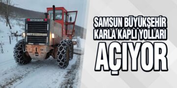 Samsun Büyükşehir Karla Kaplı Yolları Açıyor
