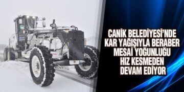 Canik Belediyesi’nde Kar Mesaisi Hız Kesmeden Devam Ediyor