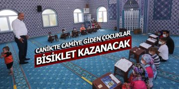 Canik Belediyesi camiye giden çocuklara bisiklet hediye ediyor