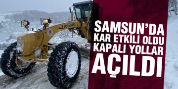 Samsun’da Kar Etkili Oldu, Kapalı Yollar Açıldı